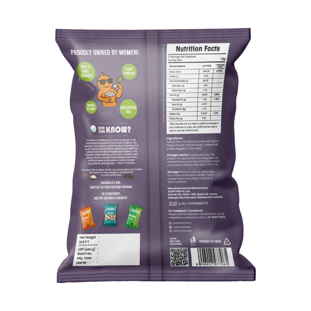 Cravana Salt and Pepper Makhana